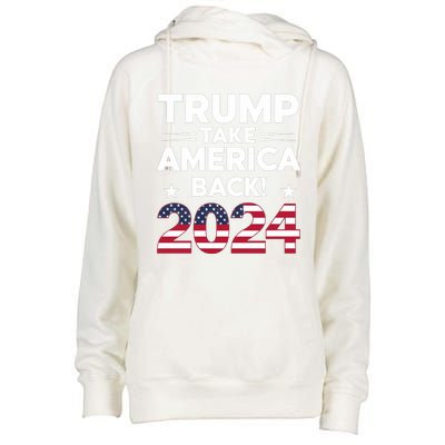 Donald Trump 2024 Take America Back The Return Gift Womens Funnel Neck Pullover Hood