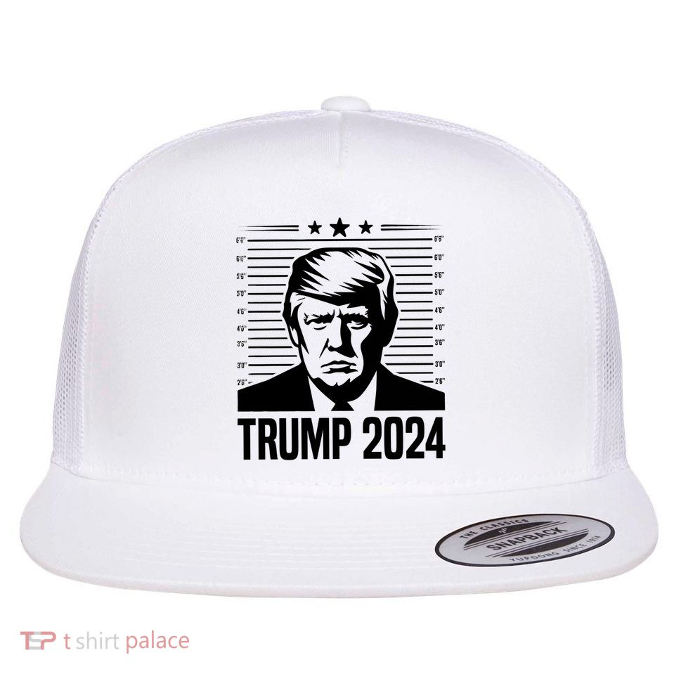 Donald Trump 2024 Mugshot Flat Bill Trucker Hat