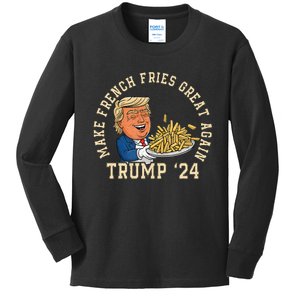 Donald Trump 2024 French Fry Make French Fries Great Again Kids Long Sleeve Shirt