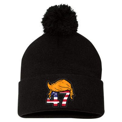 Donald Trump 2024 47th President Hair American Patriot Pom Pom 12in Knit Beanie