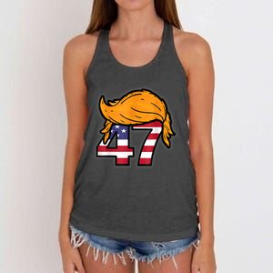 Donald Trump 2024 47th President Hair American Patriot Women's Knotted Racerback Tank