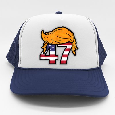 Donald Trump 2024 47th President Hair American Patriot Trucker Hat