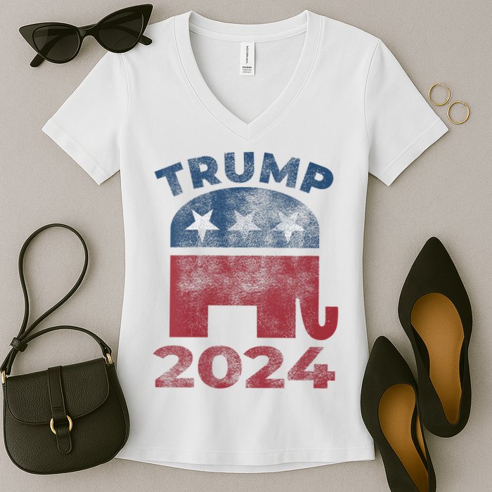 Donald Trump 2024 Vintage Trump 2024 Women's V-Neck T-Shirt
