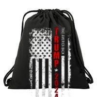 Donald Trump 2024 Take America Back American Flag Patriotic Drawstring Bag