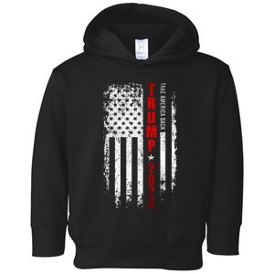 Donald Trump 2024 Take America Back American Flag Patriotic Toddler Hoodie