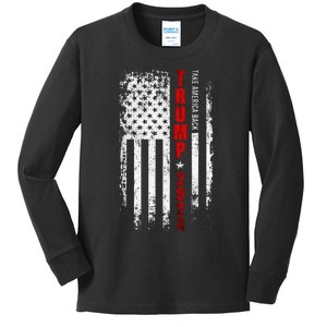 Donald Trump 2024 Take America Back American Flag Patriotic Kids Long Sleeve Shirt