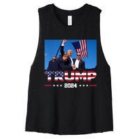 Donald Trump 2024 Survived Shot At Election Rally Women's Racerback Cropped Tank