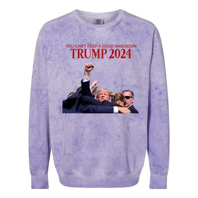 Donald Trump 2024 You CanT Keep A Good Man Down Colorblast Crewneck Sweatshirt