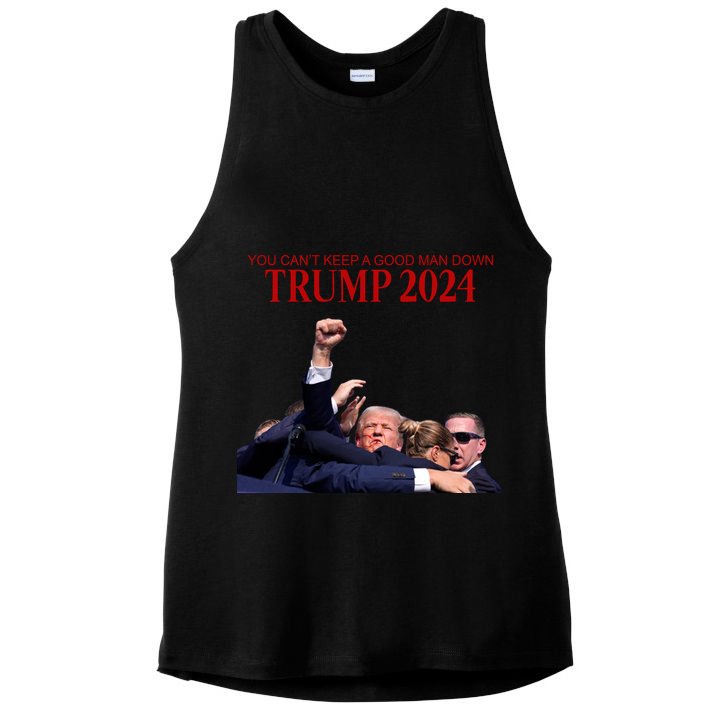 Donald Trump 2024 You CanT Keep A Good Man Down Ladies PosiCharge Tri-Blend Wicking Tank