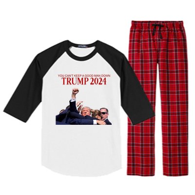 Donald Trump 2024 You CanT Keep A Good Man Down Raglan Sleeve Pajama Set