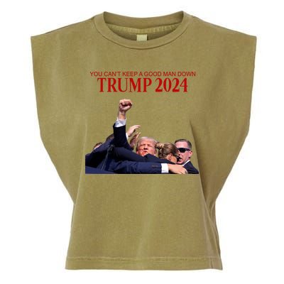 Donald Trump 2024 You CanT Keep A Good Man Down Garment-Dyed Women's Muscle Tee