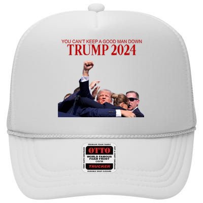 Donald Trump 2024 You CanT Keep A Good Man Down High Crown Mesh Back Trucker Hat