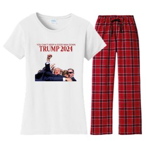 Donald Trump 2024 You CanT Keep A Good Man Down Women's Flannel Pajama Set