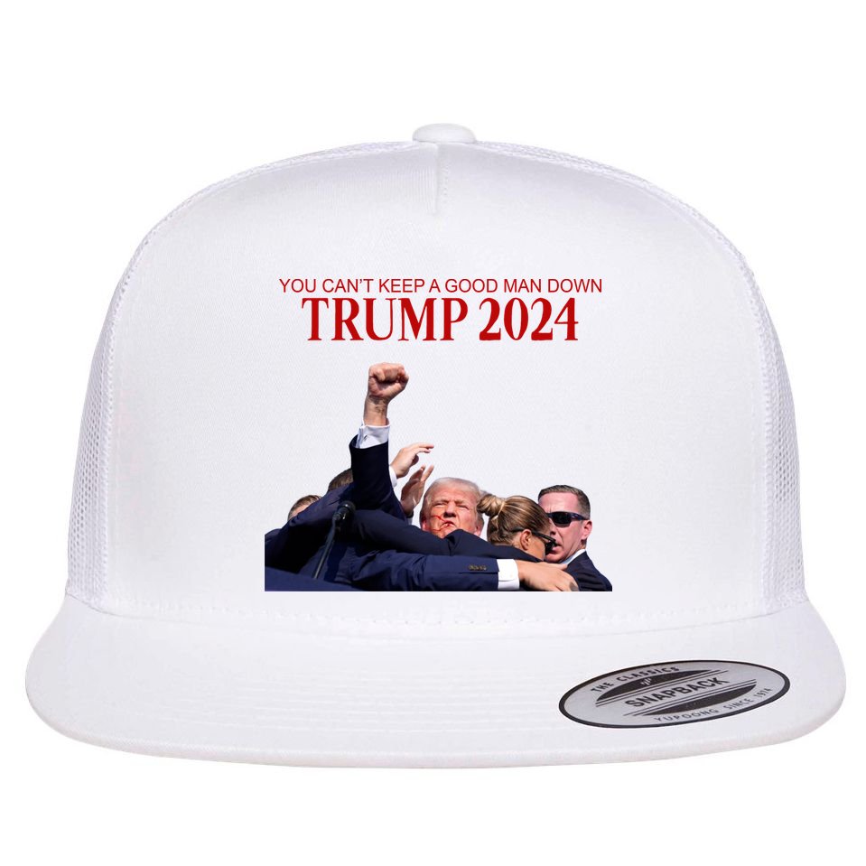Donald Trump 2024 You CanT Keep A Good Man Down Flat Bill Trucker Hat