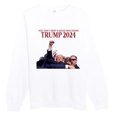 Donald Trump 2024 You CanT Keep A Good Man Down Premium Crewneck Sweatshirt