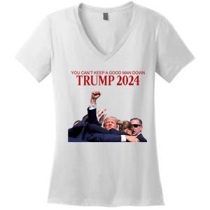 Donald Trump 2024 You CanT Keep A Good Man Down Women's V-Neck T-Shirt