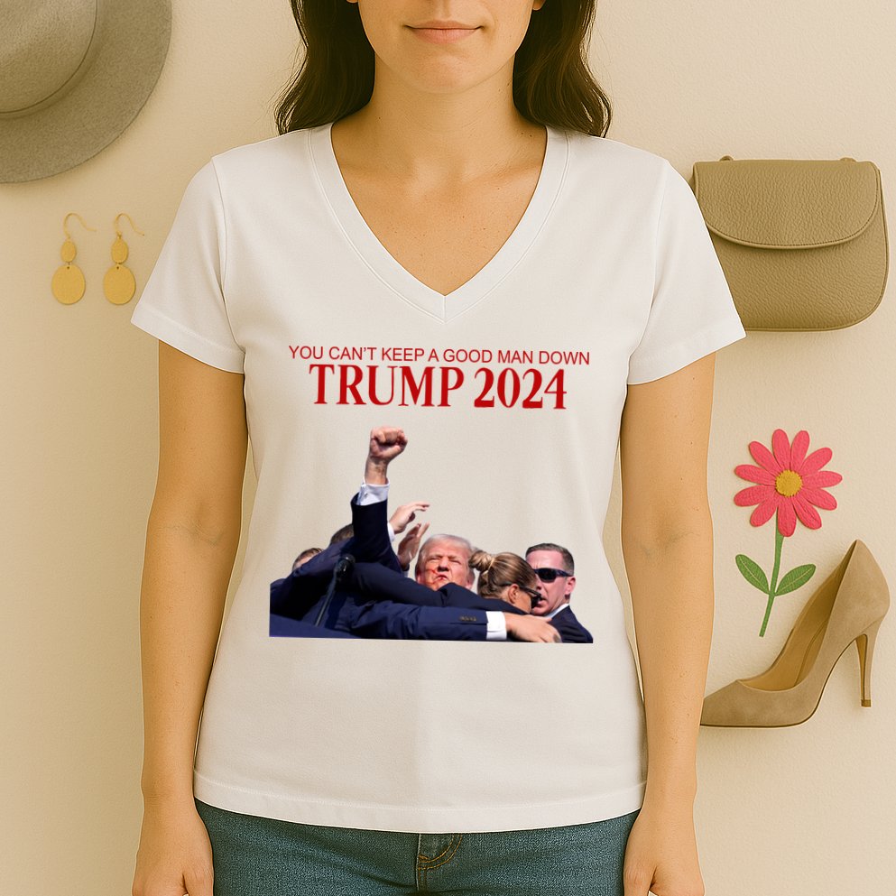 Donald Trump 2024 You CanT Keep A Good Man Down Women's V-Neck T-Shirt