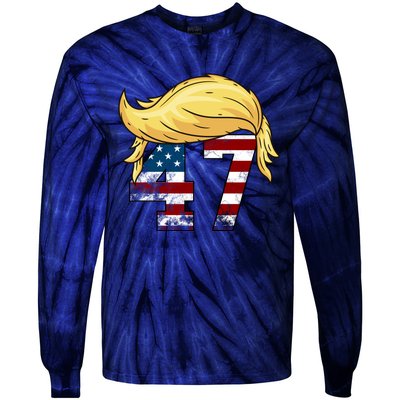 Donald Trump 2024 For President 47th President Trump Hair Tie-Dye Long Sleeve Shirt