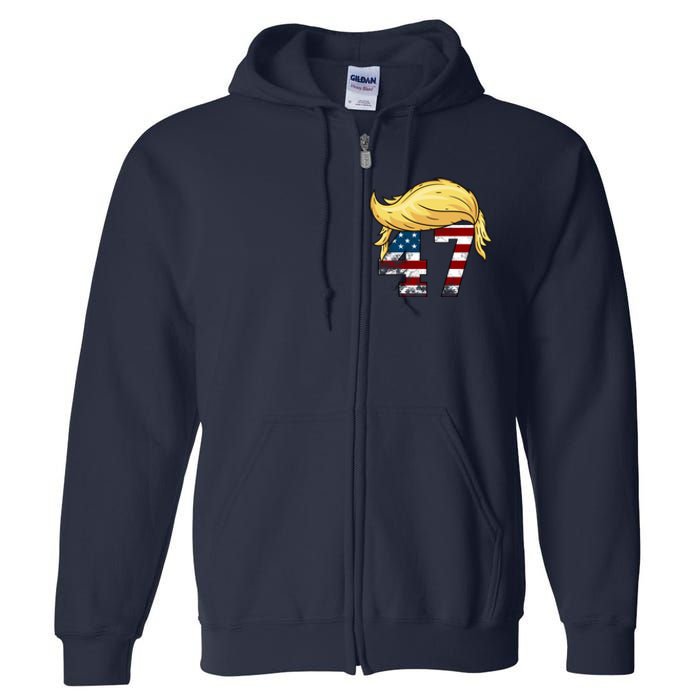 Donald Trump 2024 For President 47th President Trump Hair Full Zip Hoodie