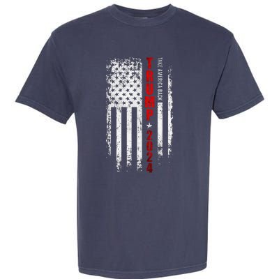 Donald Trump 2024 Take America Back American Flag Patriotic Garment-Dyed Heavyweight T-Shirt