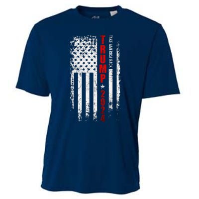 Donald Trump 2024 Take America Back American Flag Patriotic Cooling Performance Crew T-Shirt