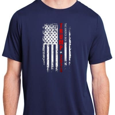 Donald Trump 2024 Take America Back American Flag Patriotic Adult ChromaSoft Performance T-Shirt