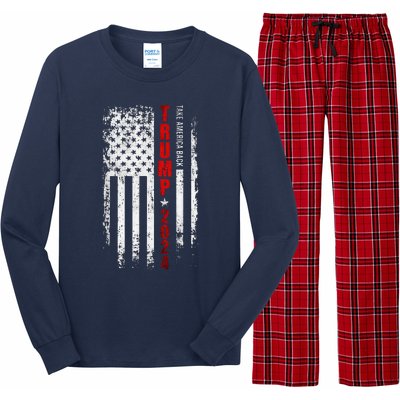 Donald Trump 2024 Take America Back American Flag Patriotic Long Sleeve Pajama Set