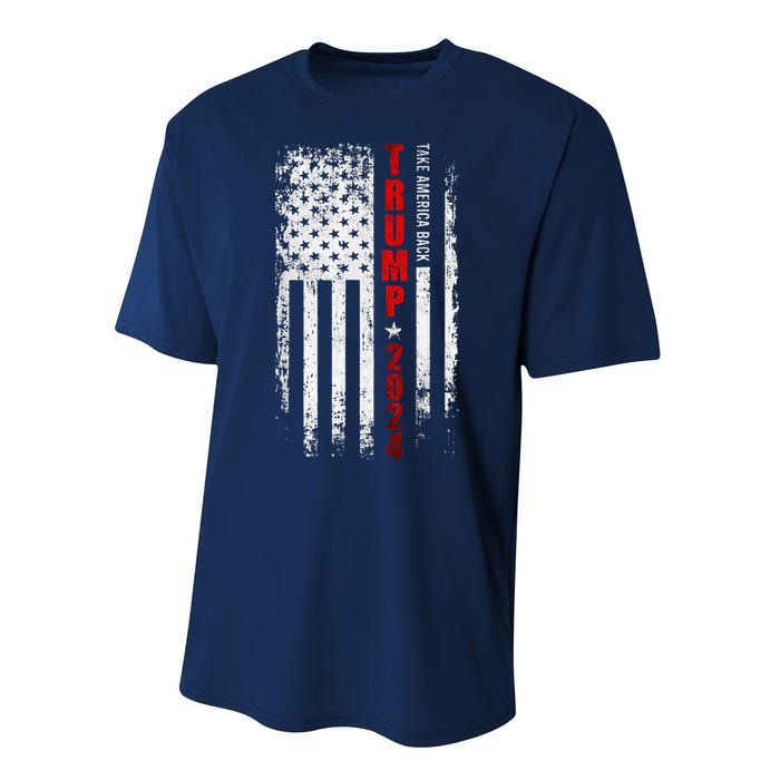 Donald Trump 2024 Take America Back American Flag Patriotic Performance Sprint T-Shirt