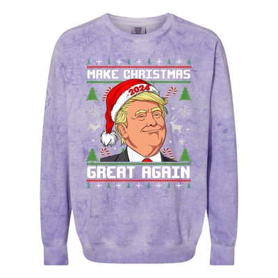 Donald Trump 2024 Make Christmas Great Again Ugly Christmas Sweater Colorblast Crewneck Sweatshirt