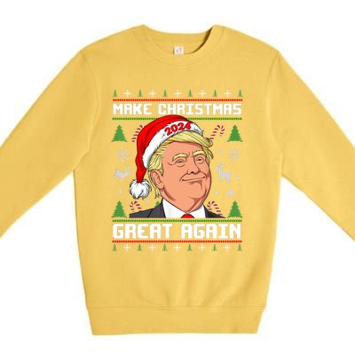 Donald Trump 2024 Make Christmas Great Again Ugly Christmas Sweater Premium Crewneck Sweatshirt