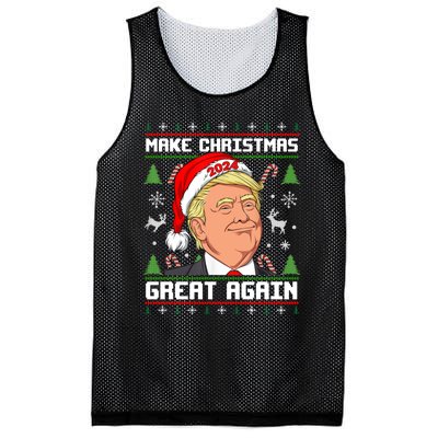 Donald Trump 2024 Make Christmas Great Again Ugly Christmas Sweater Mesh Reversible Basketball Jersey Tank