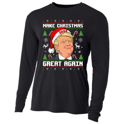 Donald Trump 2024 Make Christmas Great Again Ugly Christmas Sweater Cooling Performance Long Sleeve Crew