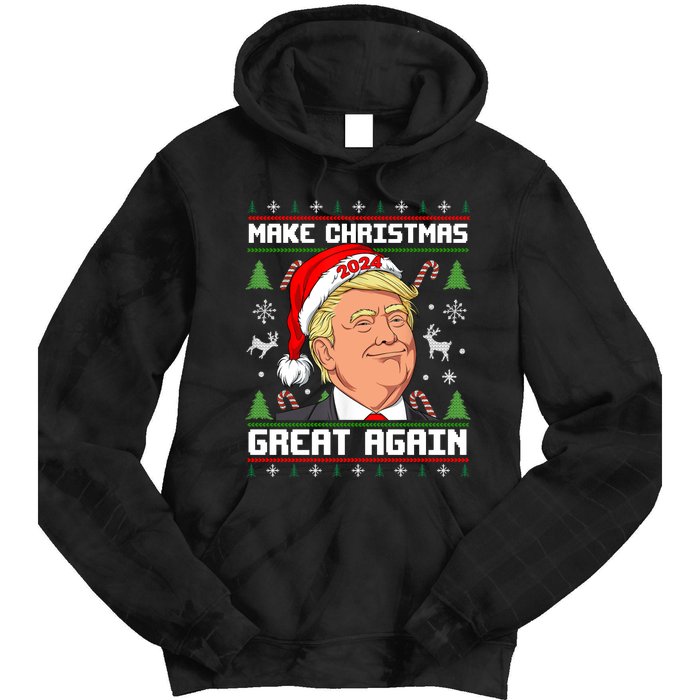 Donald Trump 2024 Make Christmas Great Again Ugly Christmas Sweater Tie Dye Hoodie