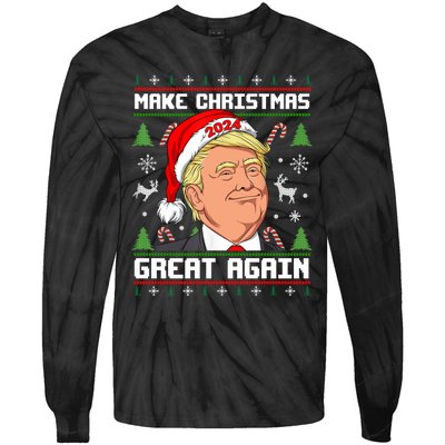 Donald Trump 2024 Make Christmas Great Again Ugly Christmas Sweater Tie-Dye Long Sleeve Shirt