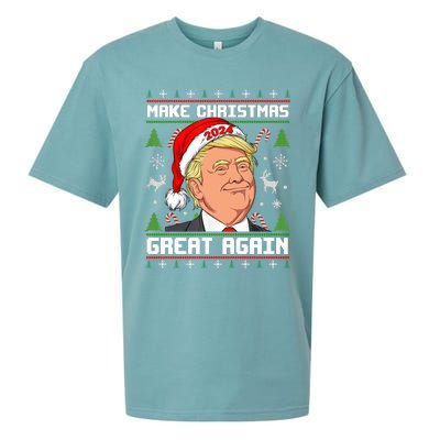 Donald Trump 2024 Make Christmas Great Again Ugly Christmas Sweater Sueded Cloud Jersey T-Shirt