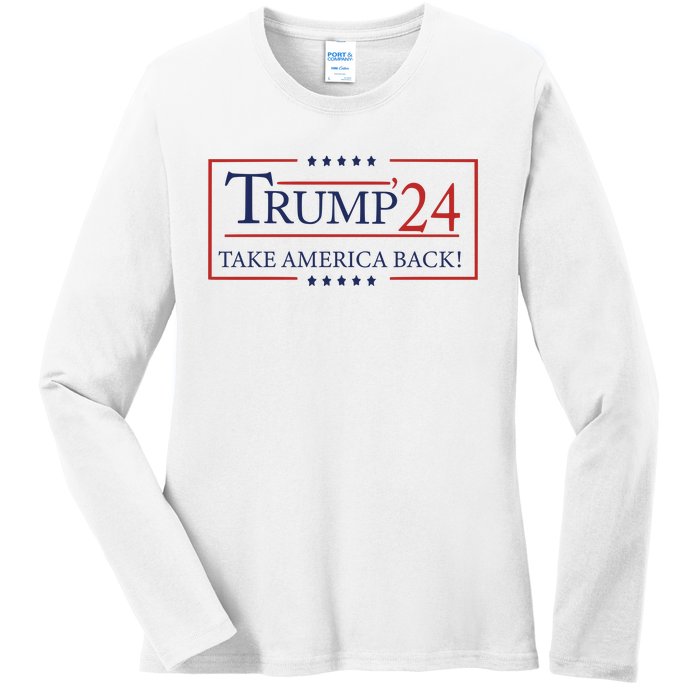 Donald Trump 2024 Take America Back USA United States Ladies Long Sleeve Shirt