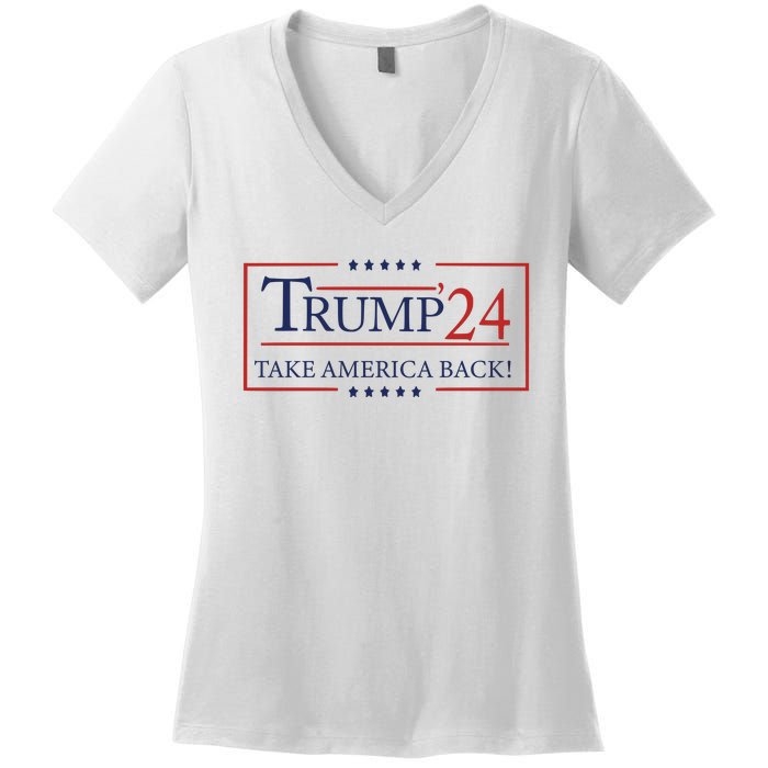 Donald Trump 2024 Take America Back USA United States Women's V-Neck T-Shirt