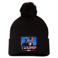 Donald Trump 2024 Survived Shooting At Election Rally Pom Pom 12in Knit Beanie