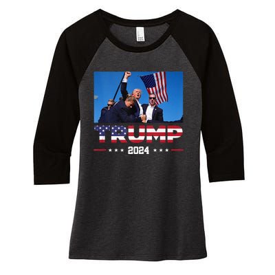 Donald Trump 2024 Survived Shooting At Election Rally Women's Tri-Blend 3/4-Sleeve Raglan Shirt