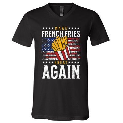 Donald Trump 2024 French Fry Make French Fries Great Again V-Neck T-Shirt