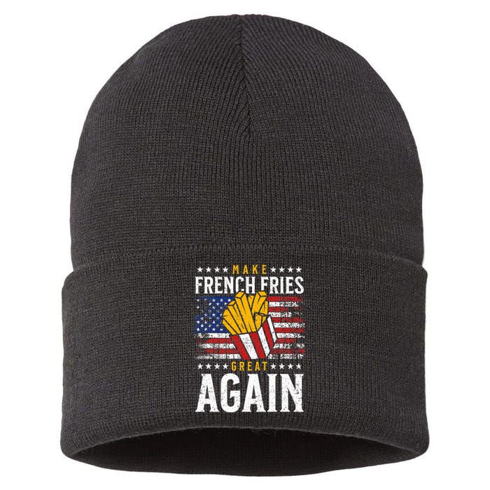 Donald Trump 2024 French Fry Make French Fries Great Again Sustainable Knit Beanie