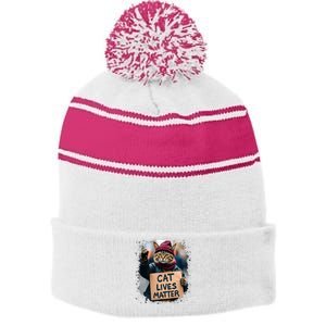 Donald Trump 2024 Cats Cat Lives Matter Trump Stripe Pom Pom Beanie