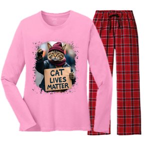 Donald Trump 2024 Cats Cat Lives Matter Trump Women's Long Sleeve Flannel Pajama Set 