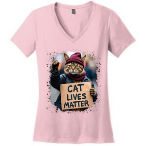 Donald Trump 2024 Cats Cat Lives Matter Trump Women's V-Neck T-Shirt