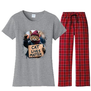 Donald Trump 2024 Cats Cat Lives Matter Trump Women's Flannel Pajama Set