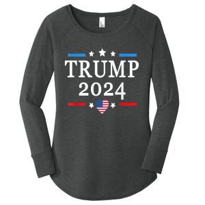 Donald Trump 2024,Save America Again USA Flag Election 2024 Women's Perfect Tri Tunic Long Sleeve Shirt