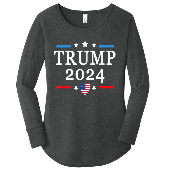 Donald Trump 2024,Save America Again USA Flag Election 2024 Women's Perfect Tri Tunic Long Sleeve Shirt