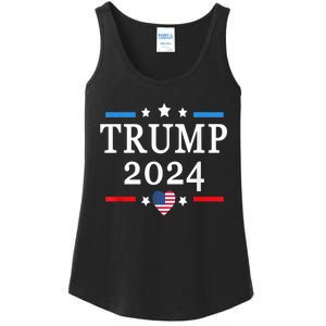 Donald Trump 2024,Save America Again USA Flag Election 2024 Ladies Essential Tank