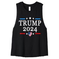 Donald Trump 2024,Save America Again USA Flag Election 2024 Women's Racerback Cropped Tank