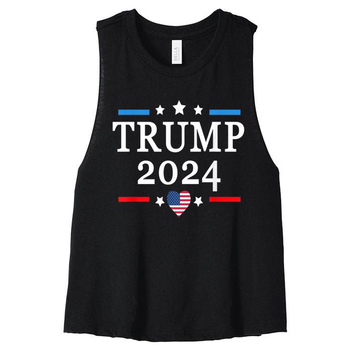 Donald Trump 2024,Save America Again USA Flag Election 2024 Women's Racerback Cropped Tank